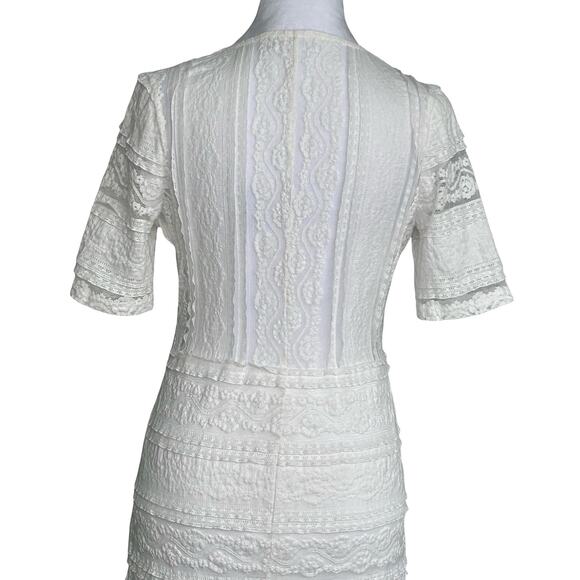 Bella Ella White V Neck Lace Dress Small Bridal Shower Cottagecore Twee Coquette - Picture 8 of 11